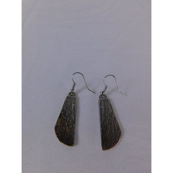 Boho Silver Tone Dangle Earrings Swirl Leaf Pattern Lightweight Retro Jewelry Gi - Picture 4 of 6